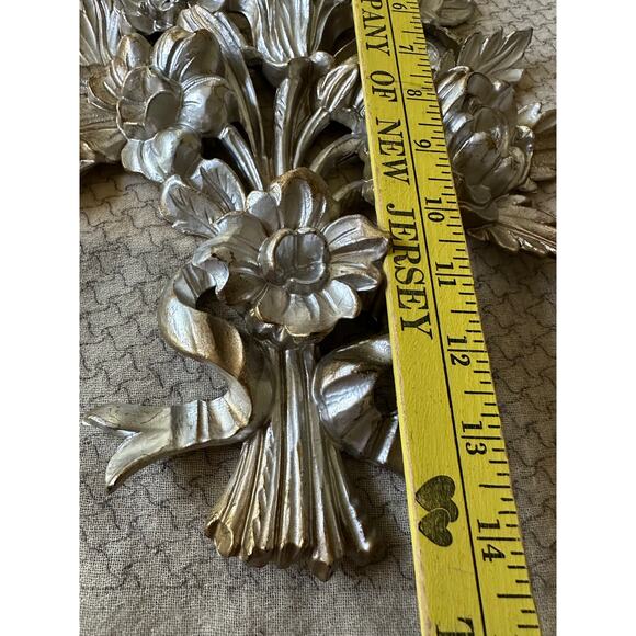Vintage Wall Decor Golden Flowers made in Italy hanging art country bouquet 14” - Picture 13 of 14